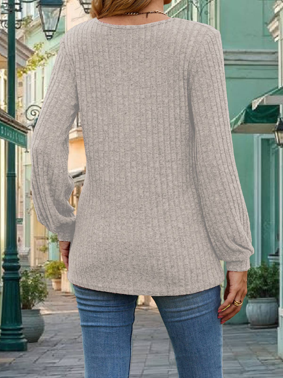 Knitted long-sleeved fashionable casual top