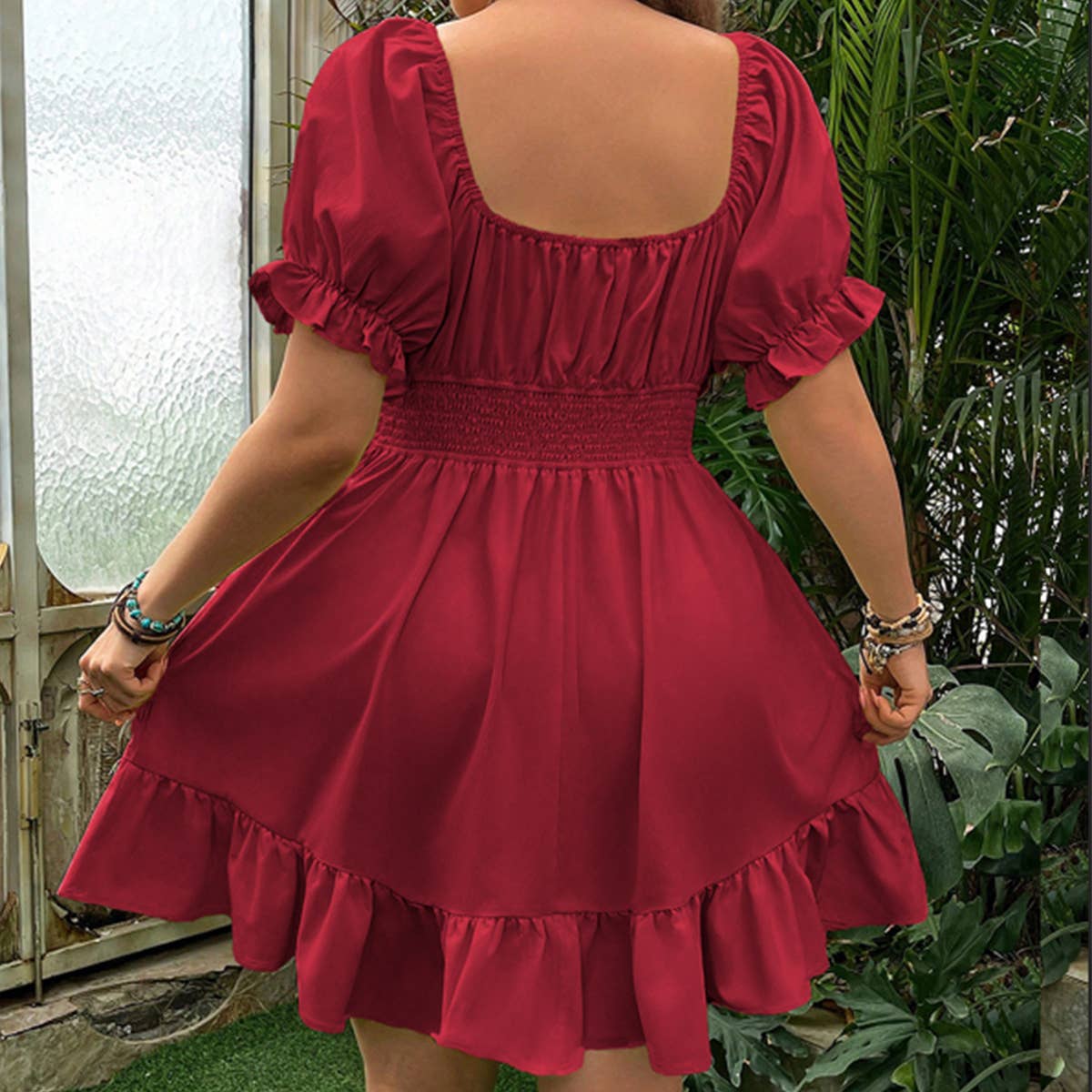 Burgundy A-Line Dress ??Fresh & Sweet Summer Look_CWDSD8519