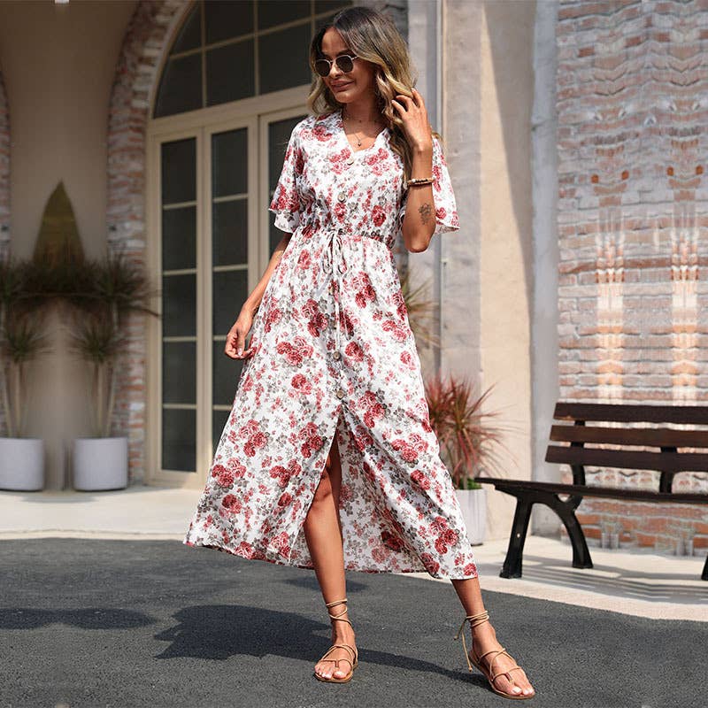 SPLIT SUMMER PRINT DRESS