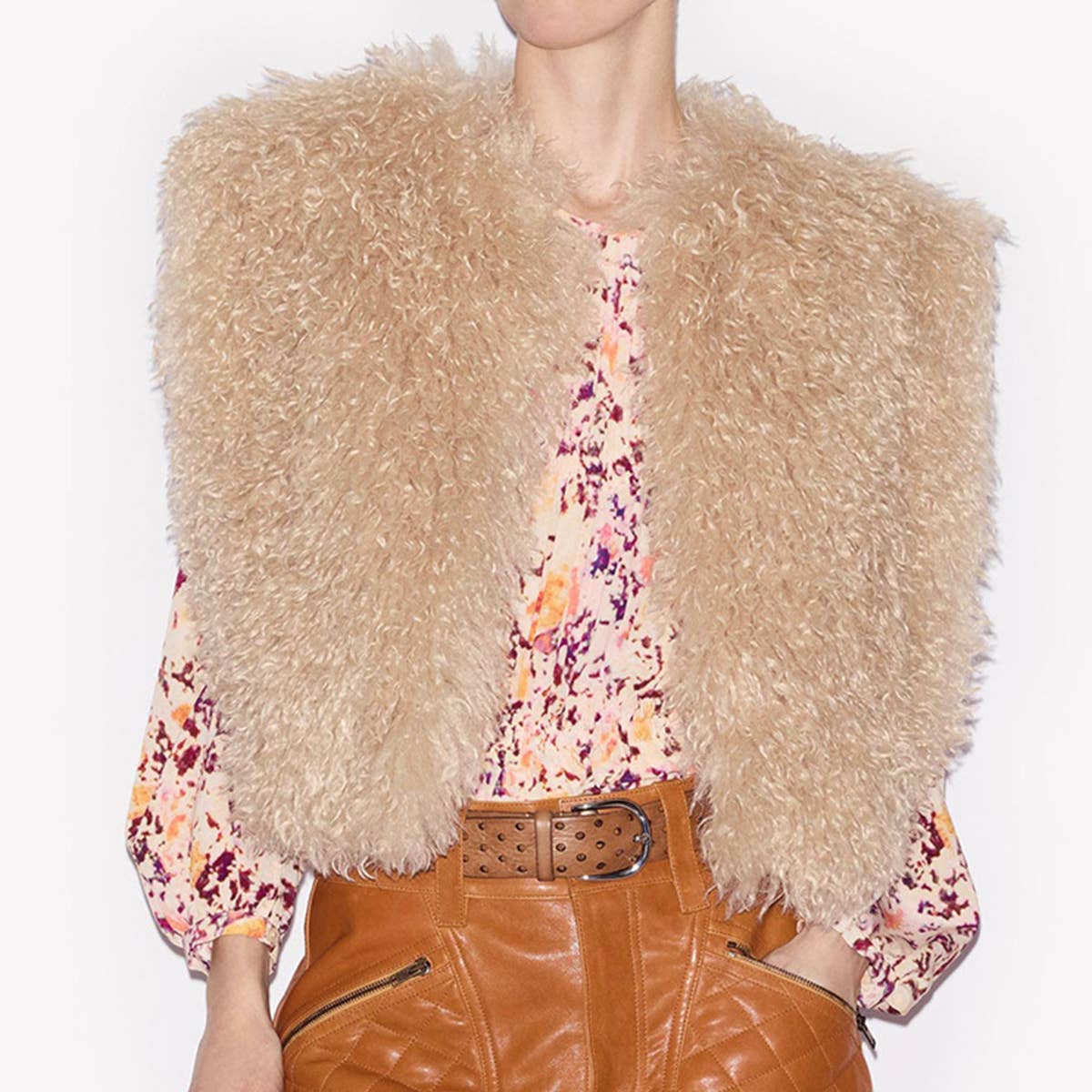 FASHION SOLID COLOR SLEEVELESS SHORT FURRY VEST