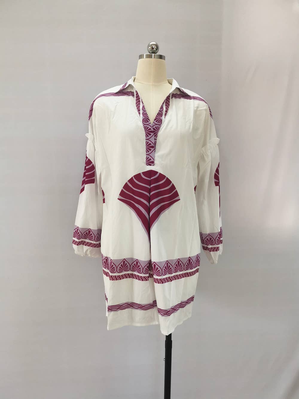 LOOSE HOLIDAY V-NECK CASUAL LONG SHIRT DRESS