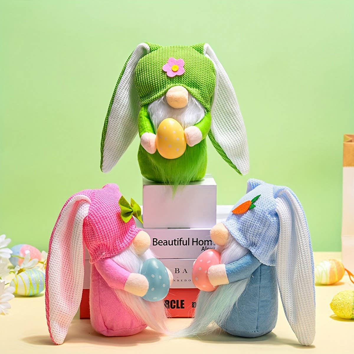 EASTER LONG-EARED BUNNY FACELESS DOLL FIGURINE