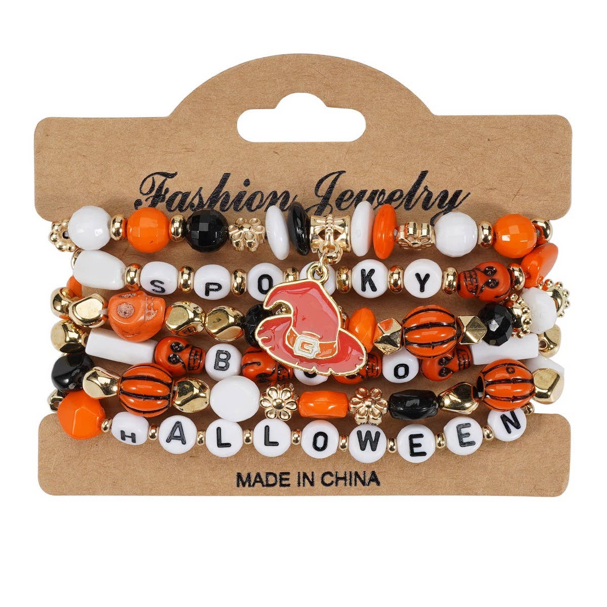 CWMM10458_HALLOWEEN CRYSTAL CLAY BEADED CHARM BRACELET