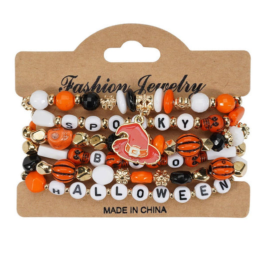 CWMM10458_HALLOWEEN CRYSTAL CLAY BEADED CHARM BRACELET