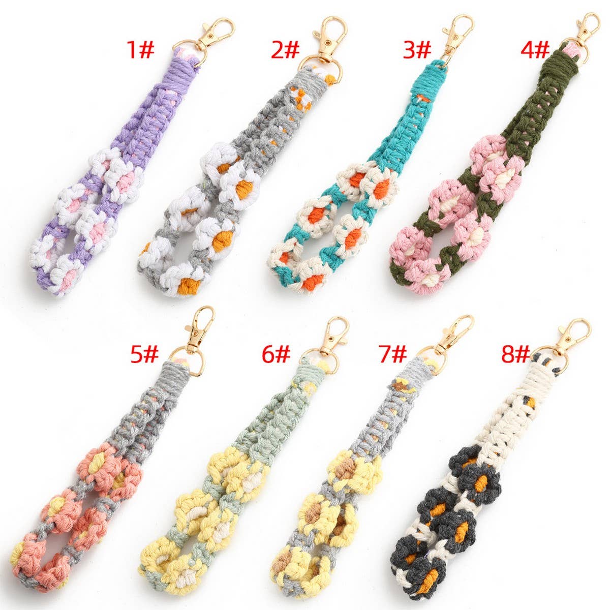 Dopamine Color Daisy Wrist Strap Keychain_CWAB5080
