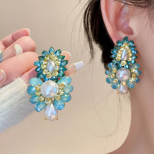 FRENCH PEARL FLOWER TASSEL EARRINGS