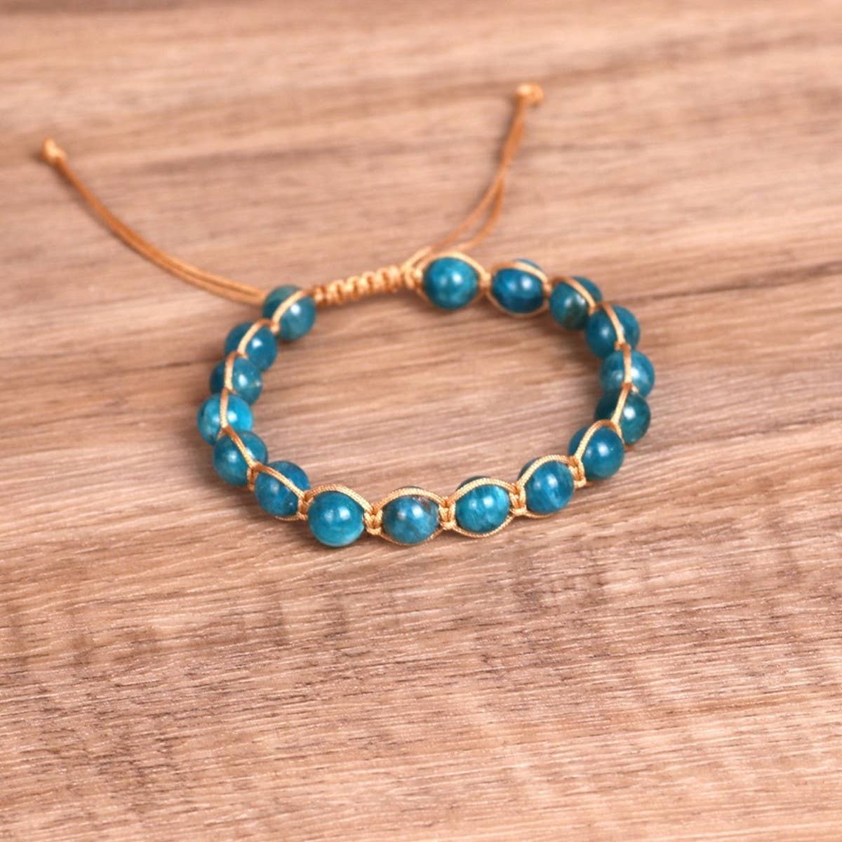 BLUE ROUND BEADS STONE BEADS BRAIDED BRACELETS_CWAJE3951