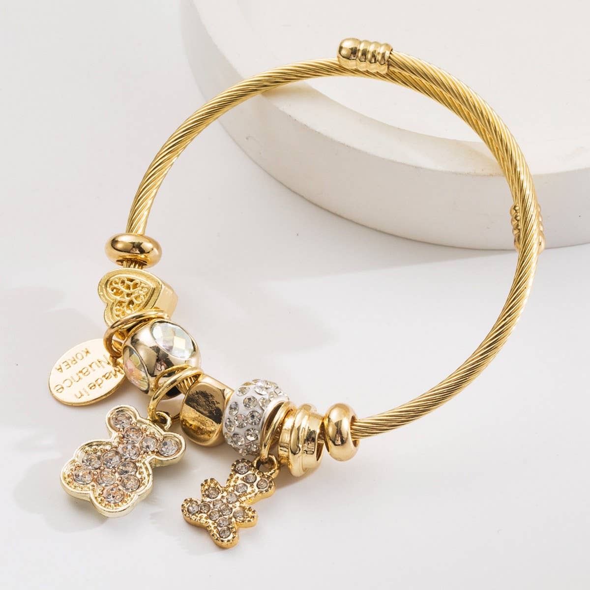 Bear Butterfly Swan Charm Couple Bracelet_CWMM8497