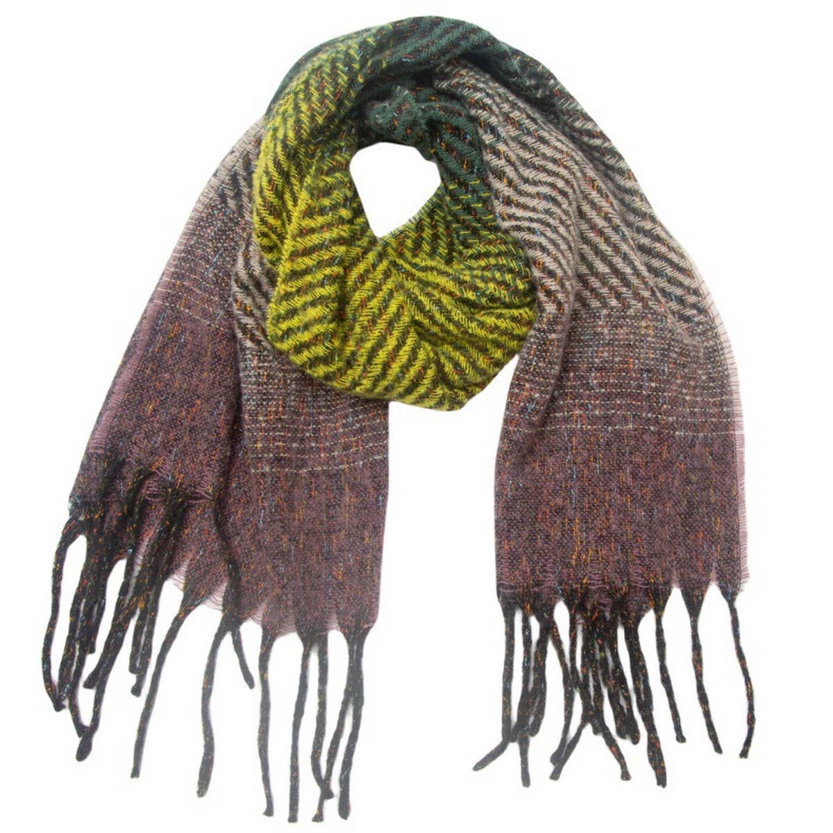 Gradient Tassel Scarf for Women - Winter Shawl