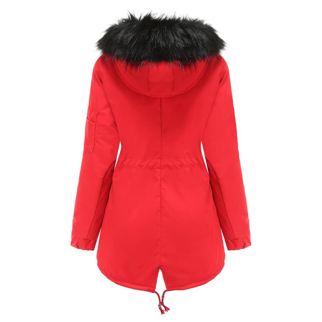HOODED WARM PADDED JACKET WITH FLEECE