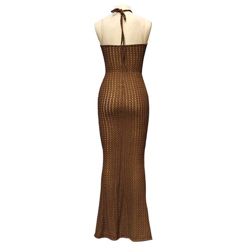 Elegant sleeveless knitted dress with a neckline