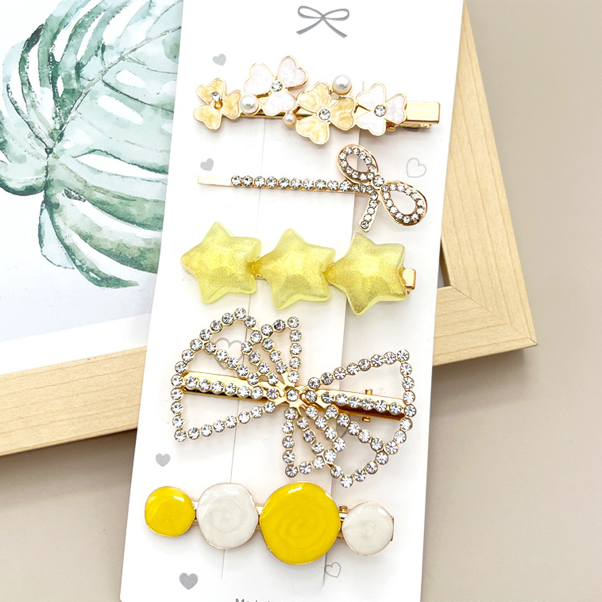 Rhinestone Pearl Hair Clip Set - Elegant Side Pin _CWAHA0159