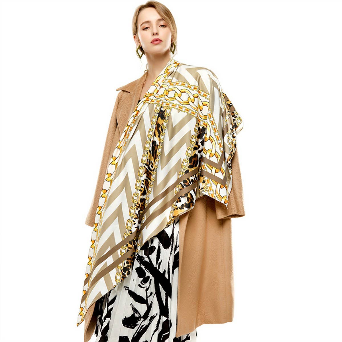 Leopard Chain Twill Square Scarf ? Spring Wrap