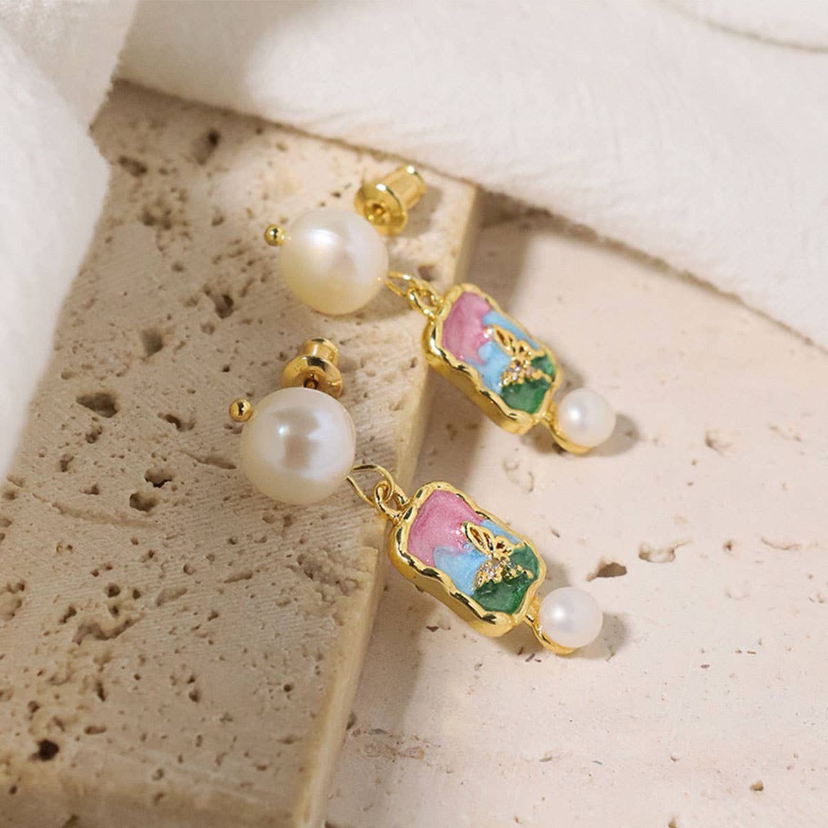 NEW NATURAL PEARL VINTAGE EARRINGS FOR WOMEN
