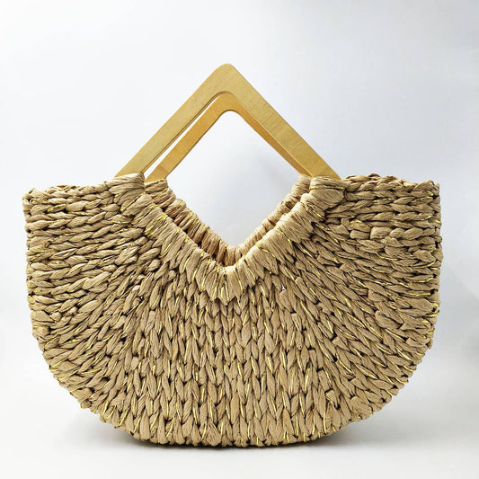 WOMEN CASUAL MOON BAG WOVEN TOTE BAG_CWAB0830