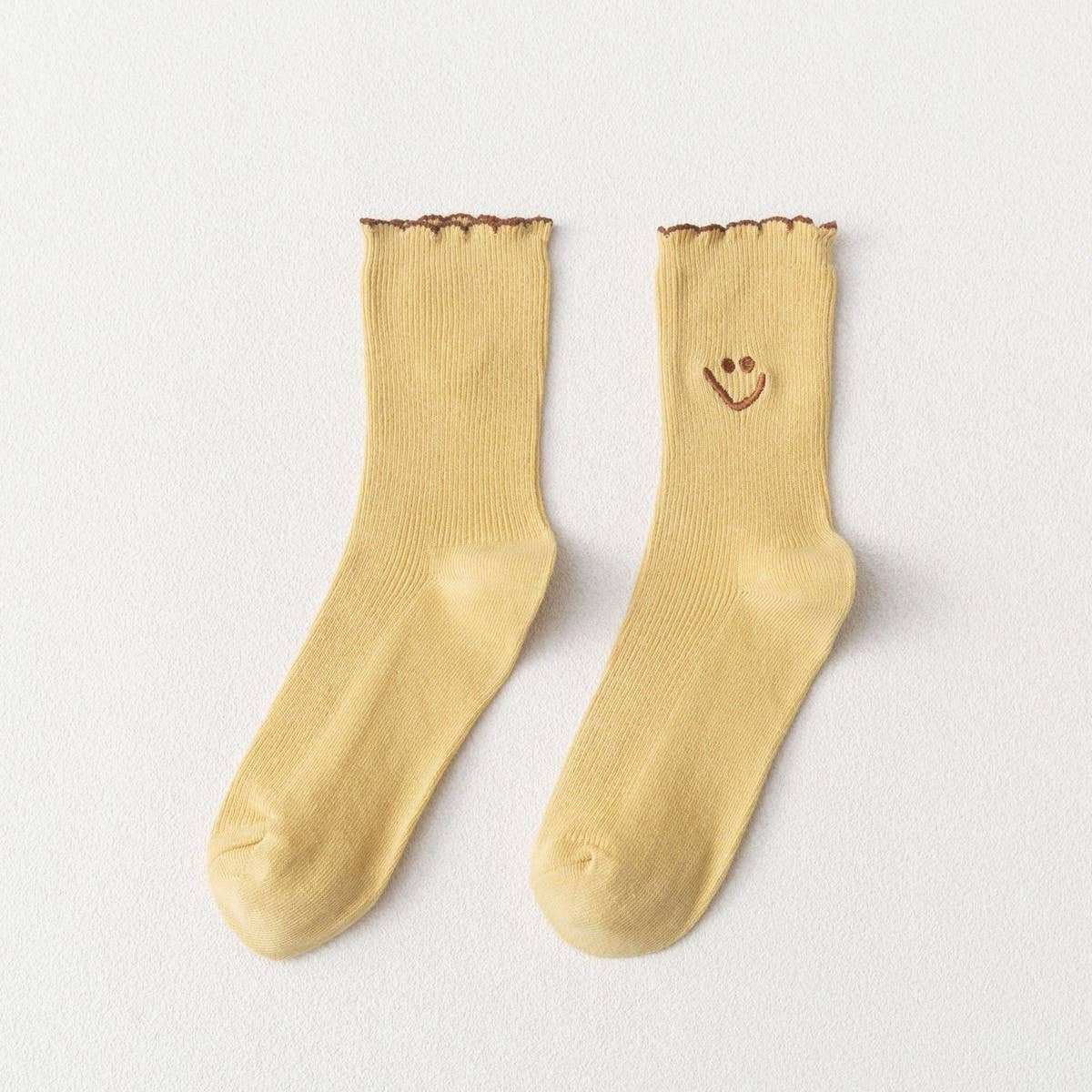 NEW STYLE CARTOON SMILEY FACE EMBROIDERED SOCKS_CWMS1406