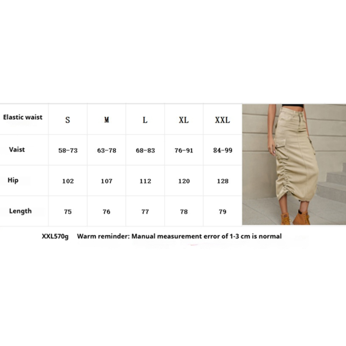 Women??¢s Denim Utility Midi Skirt Casual Streetwear_CWJSK0193