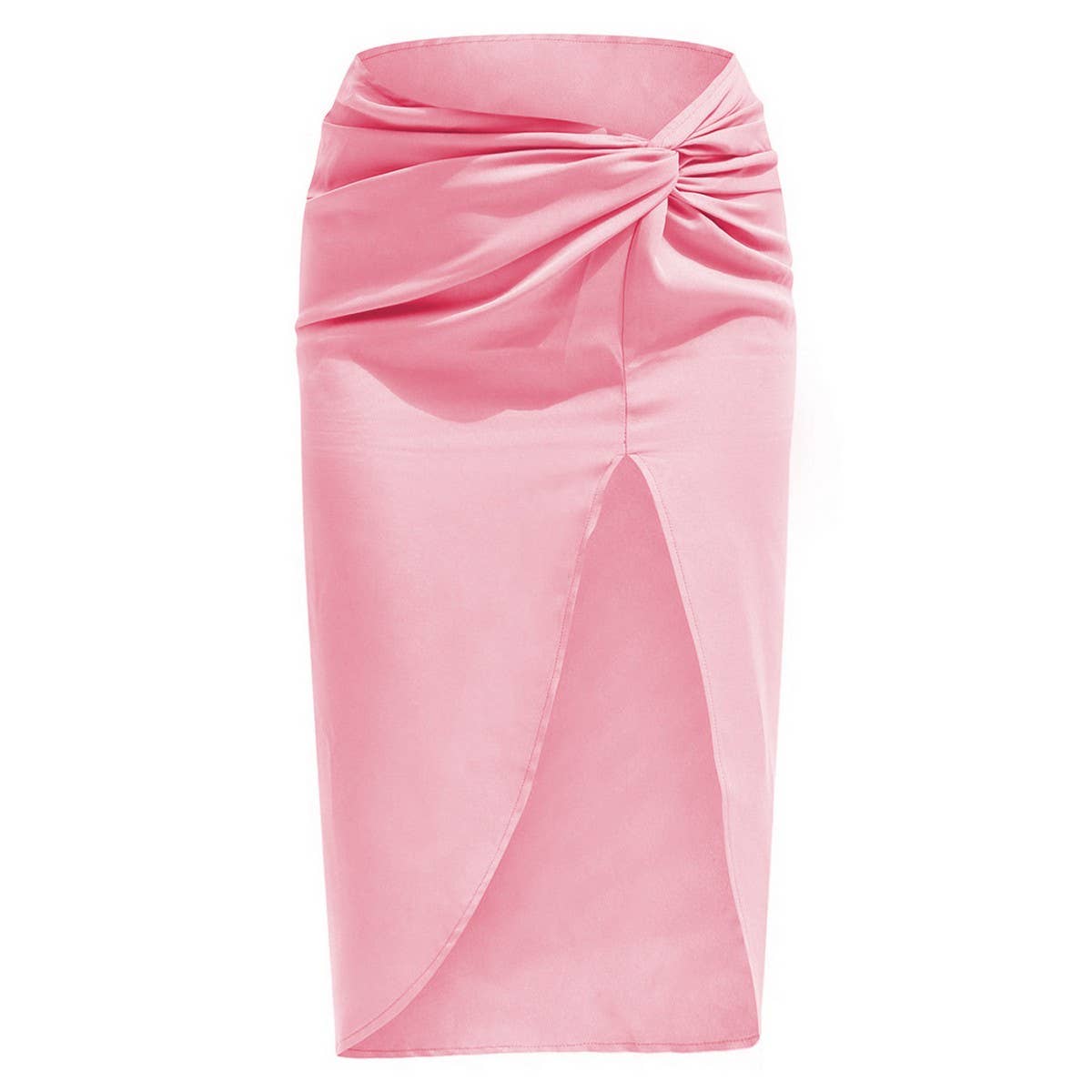 IRREGULAR SOLID COLOR SATIN HIP-LENGTH SKIRT