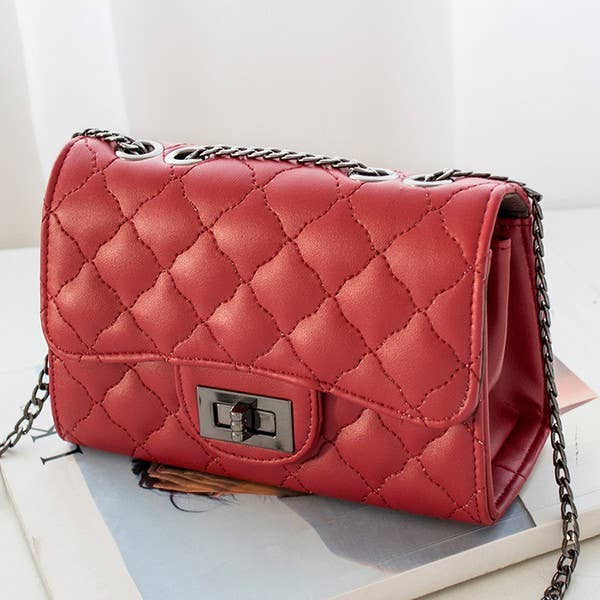 DIAMOND PATTERN QUILTED PURSE SHOULDER BAG_CWAB007-B20331