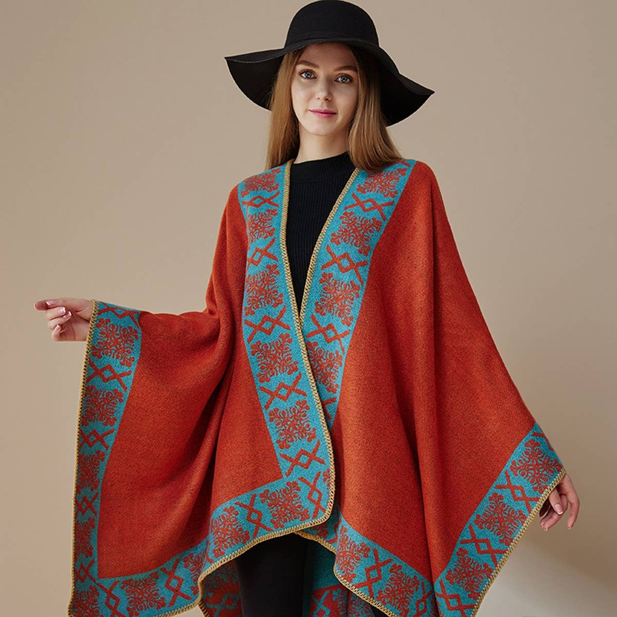 SHAWL SOLID COLOR IMITATION CASHMERE CAPE