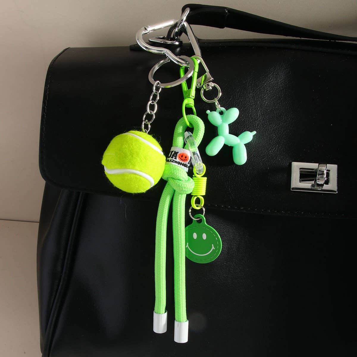Colorful Tennis Smiley Balloon Dog Keychain