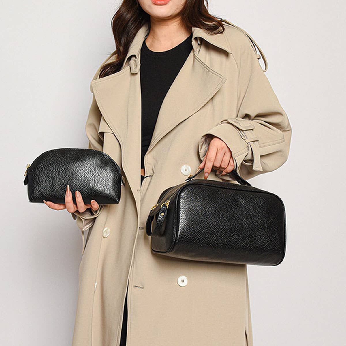 SIMPLE LEATHER MOTHER-AND-CHILD COSMETIC BAG_CWAB4436