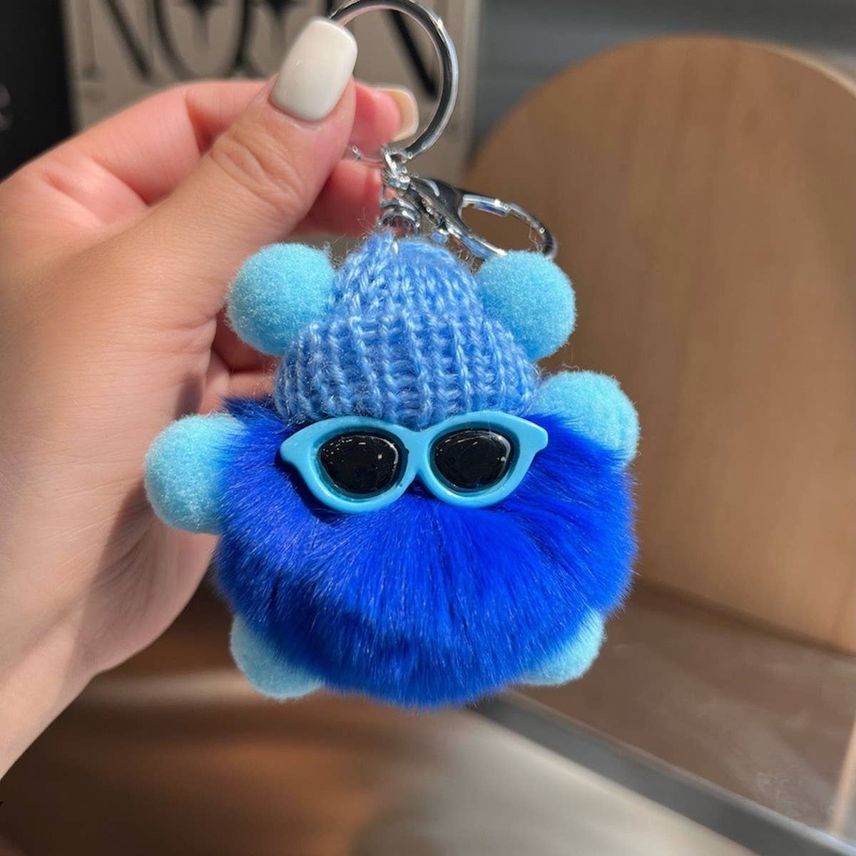 CUTE RABBIT FUR BRIQUETTES CAR KEYCHAIN PENDANT