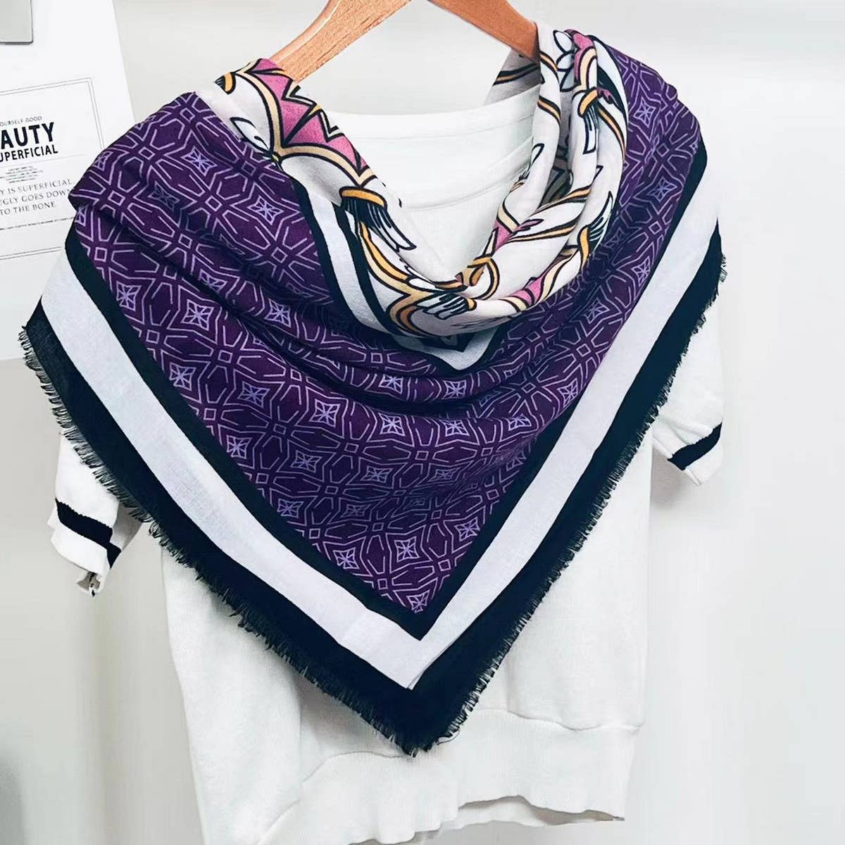 Geometric Commuter Scarf ? Large Lightweight Wrap