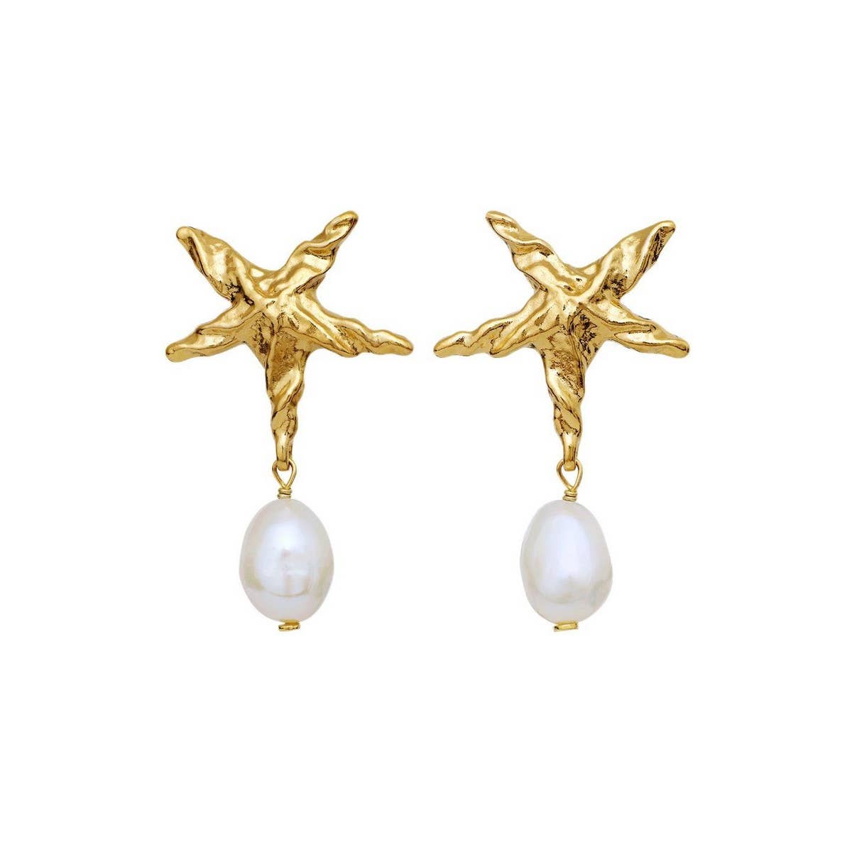 Fashion Star Pearl Earrings Stainless Steel Coated_CWAJE4999