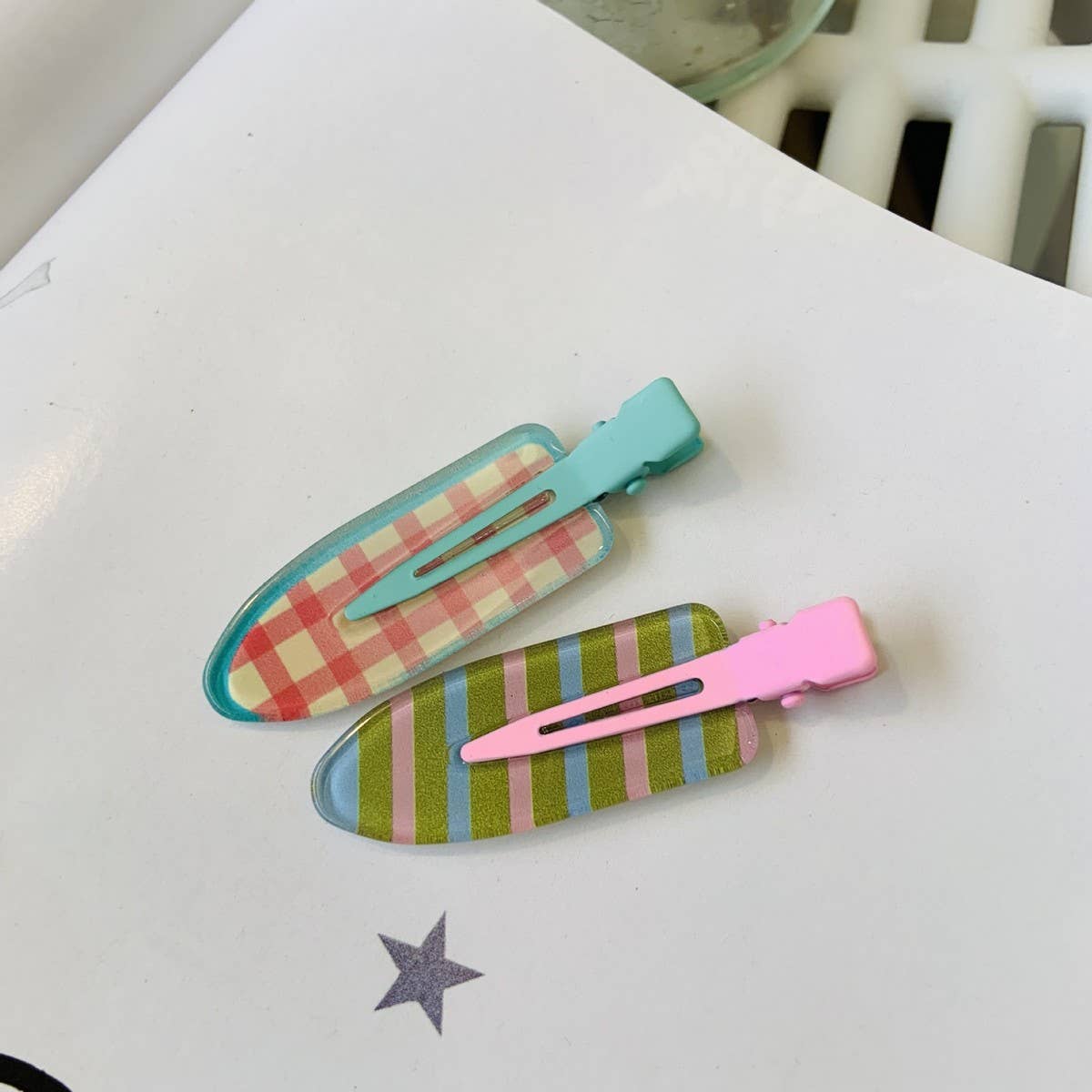 CWAHA4465_CANDY COLOR PLAID HAIRPIN SWEET SEAMLESS CLIP