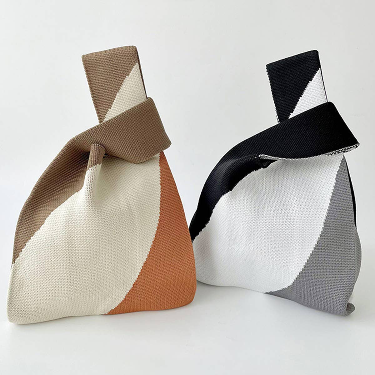 SIMPLE COLOR BLOCK KNITTED SHOULDER HANDBAG_CWAB1497