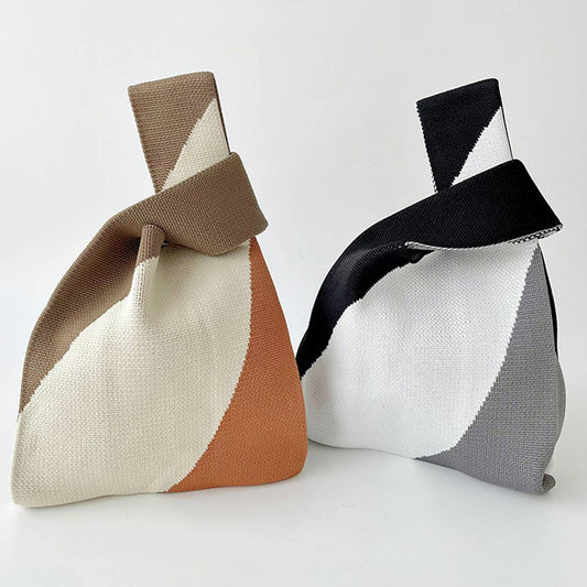 SIMPLE COLOR BLOCK KNITTED SHOULDER HANDBAG_CWAB1497