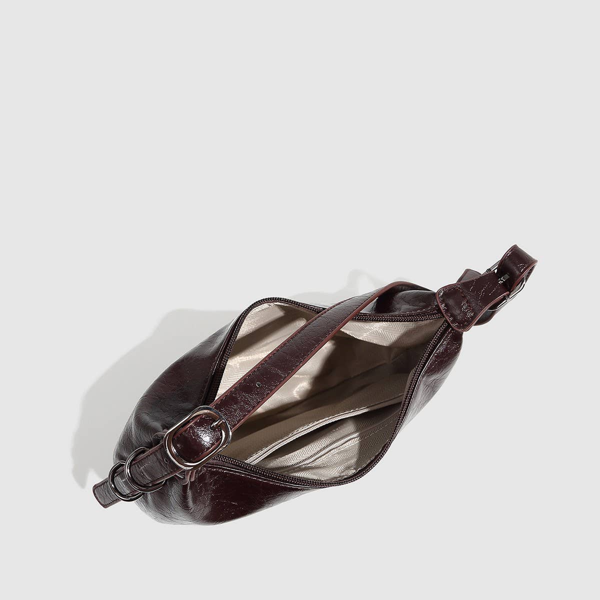 Metallic Soft Leather Biker Shoulder Bag_CWAB5708