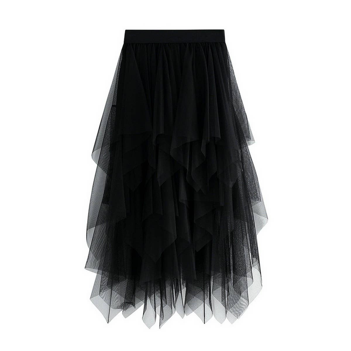 Asymmetrical Tulle High-Waist Midi Skirt_CWBMS0398