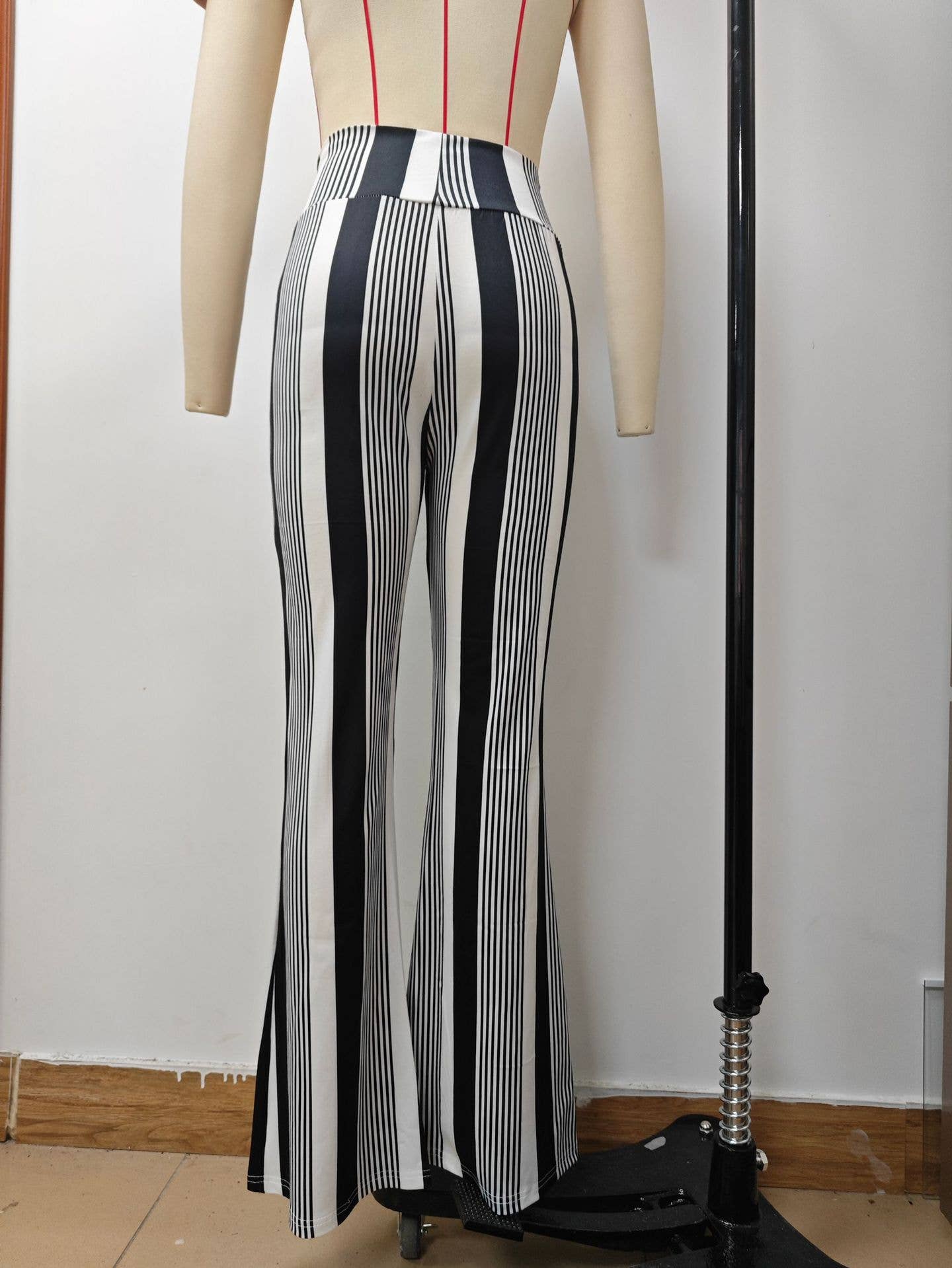 PRINTED TIGHT HEIGHT WAIST CASUAL FLARE PANTS