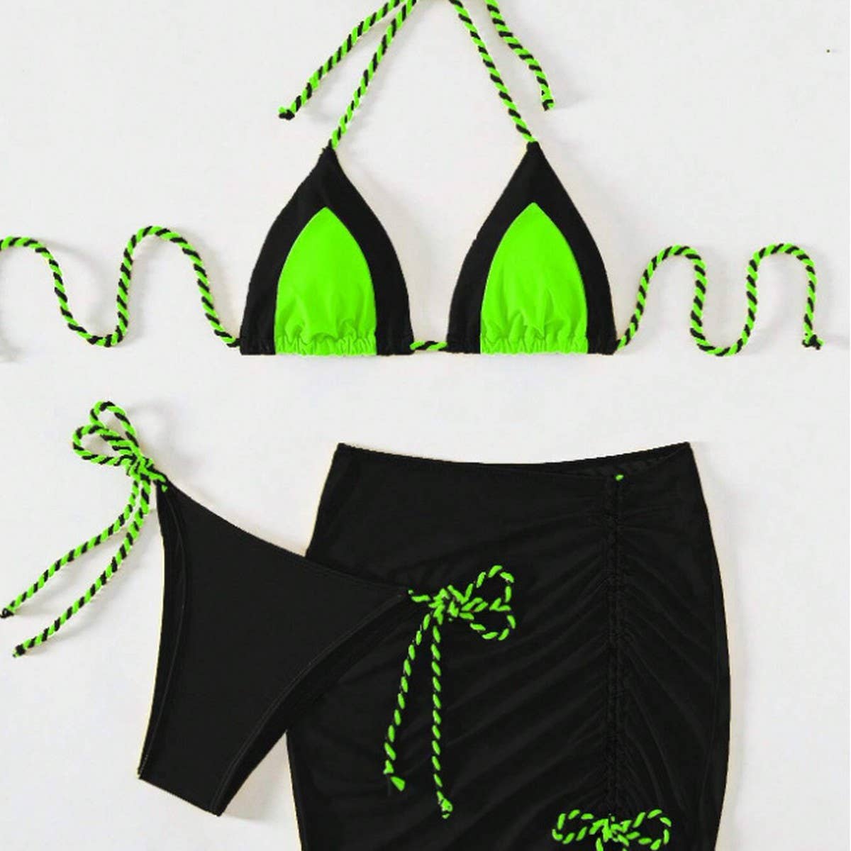 Fluorescent Bikini Set - Sexy Color Block Swimsuit