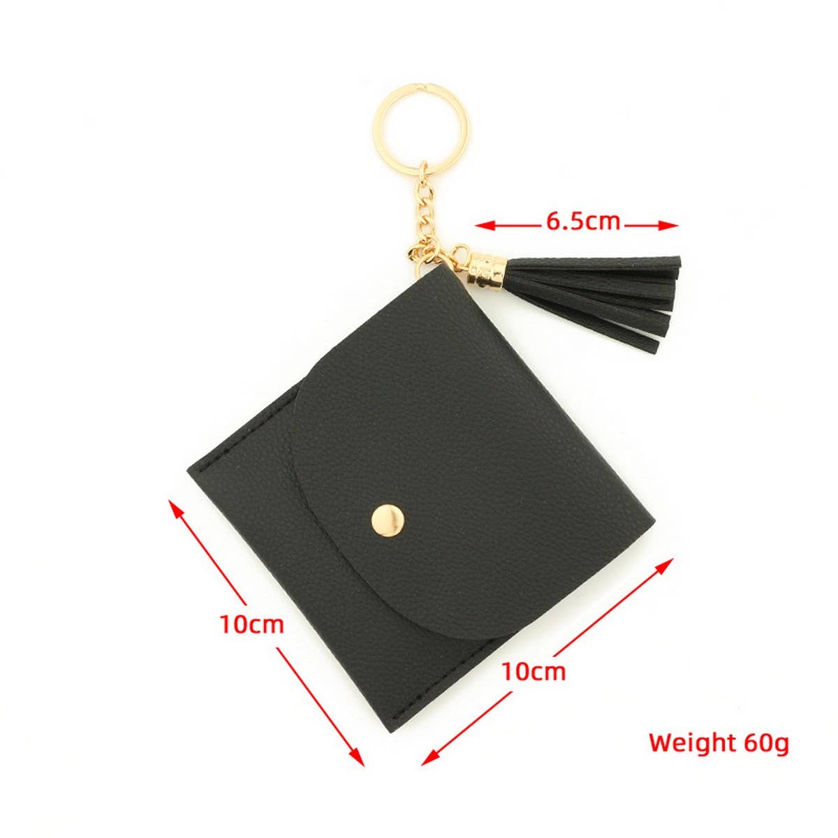 Solid PU Card Wallet with Tassel & Keychain_CWAB4965