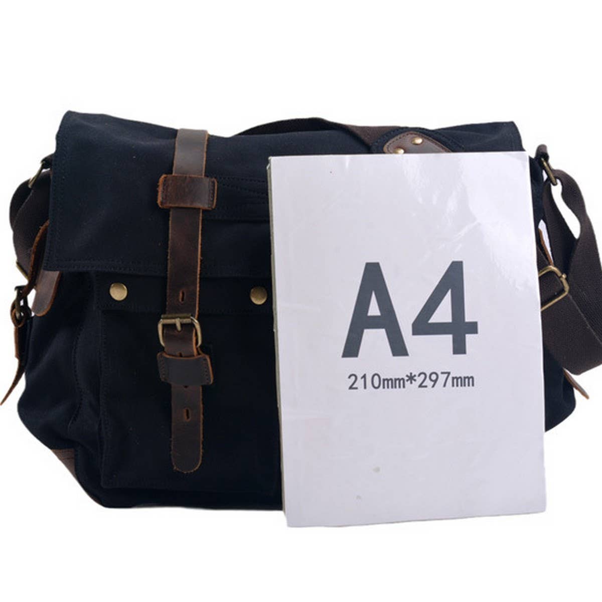 Vintage Canvas Leather Laptop Satchel for Men_CWAB5567