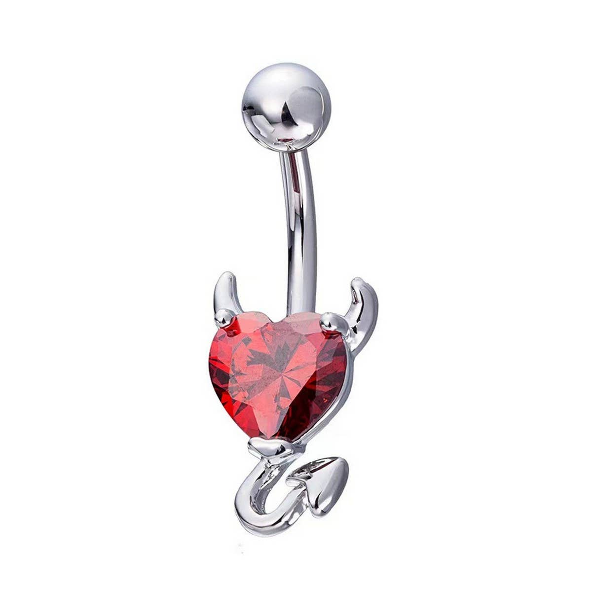 Devil Heart Zircon Belly Button Piercing Ring