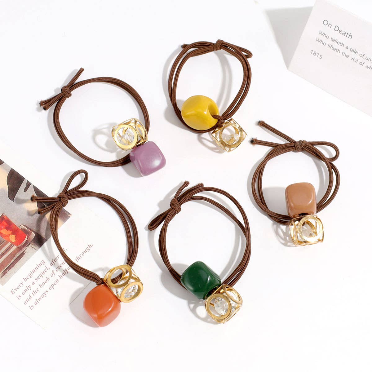 DOUBLE-LAYER HOLLOW SQUARE RHINESTONE HAIR ROPE