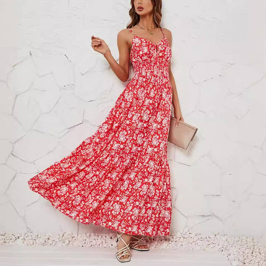 PRINT SEXY HALTER DRESS