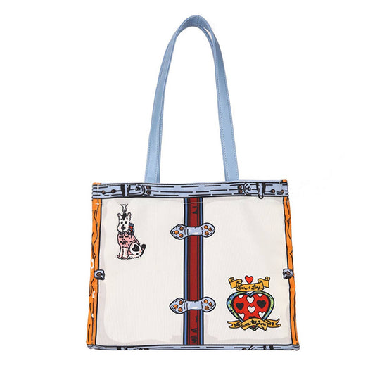 Canvas versatile and large-capacity handbag