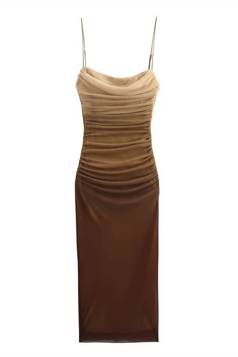 CWDMD4175_SLIM FIT TULLE PRINT SUSPENDER DRESS