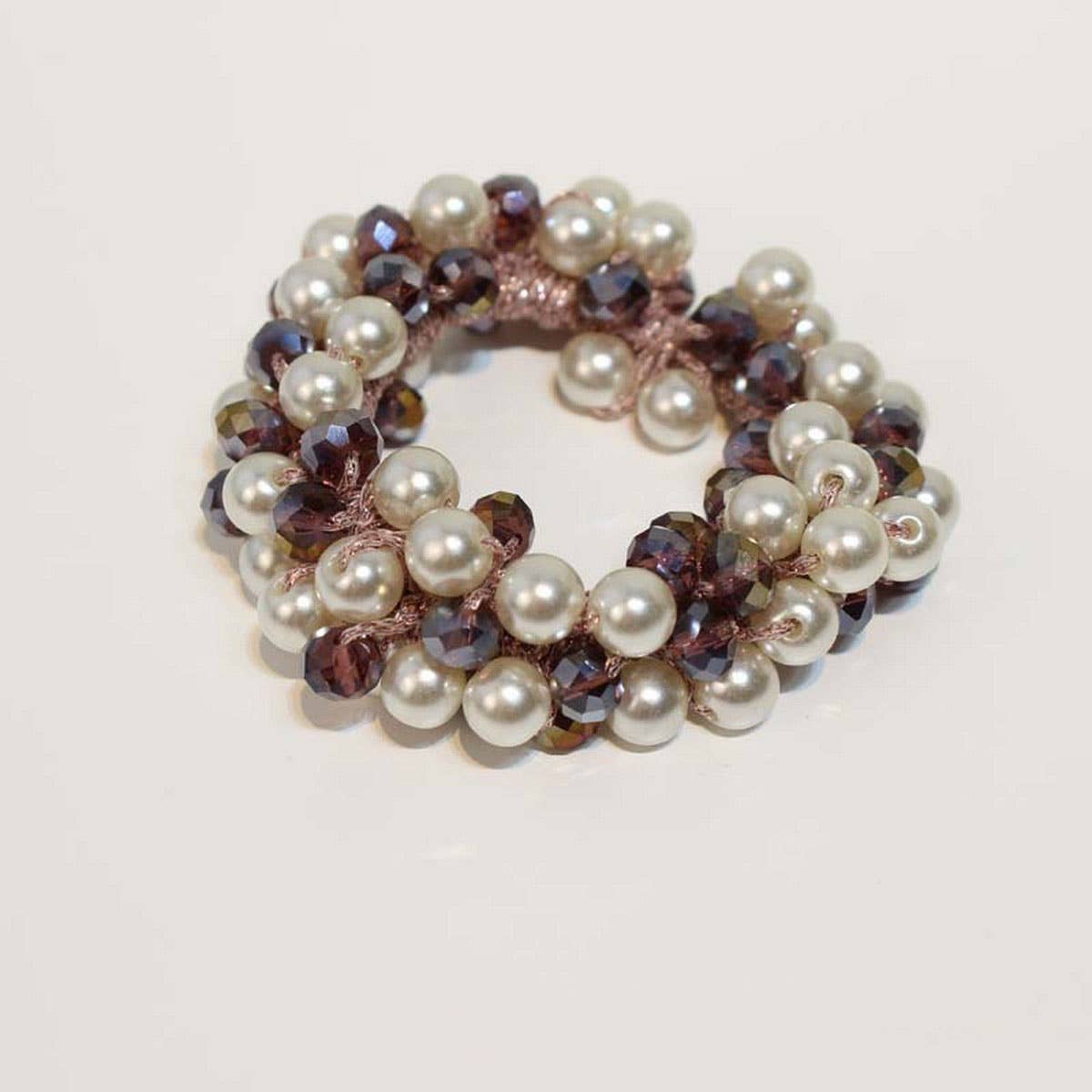 Boho Crystal Pearl Beaded Hair Tie Cute Girl Band_CWAHA6779