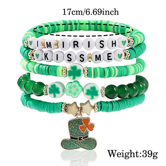 ST. PATRICK'S DAY LUCKY CLOVER CHARM BRACELET SET_CWMM3507