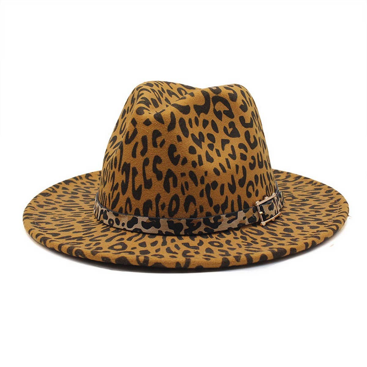 LEOPARD PRINT WOOLEN HAT AND LEOPARD PRINT BELT_CWAH2557