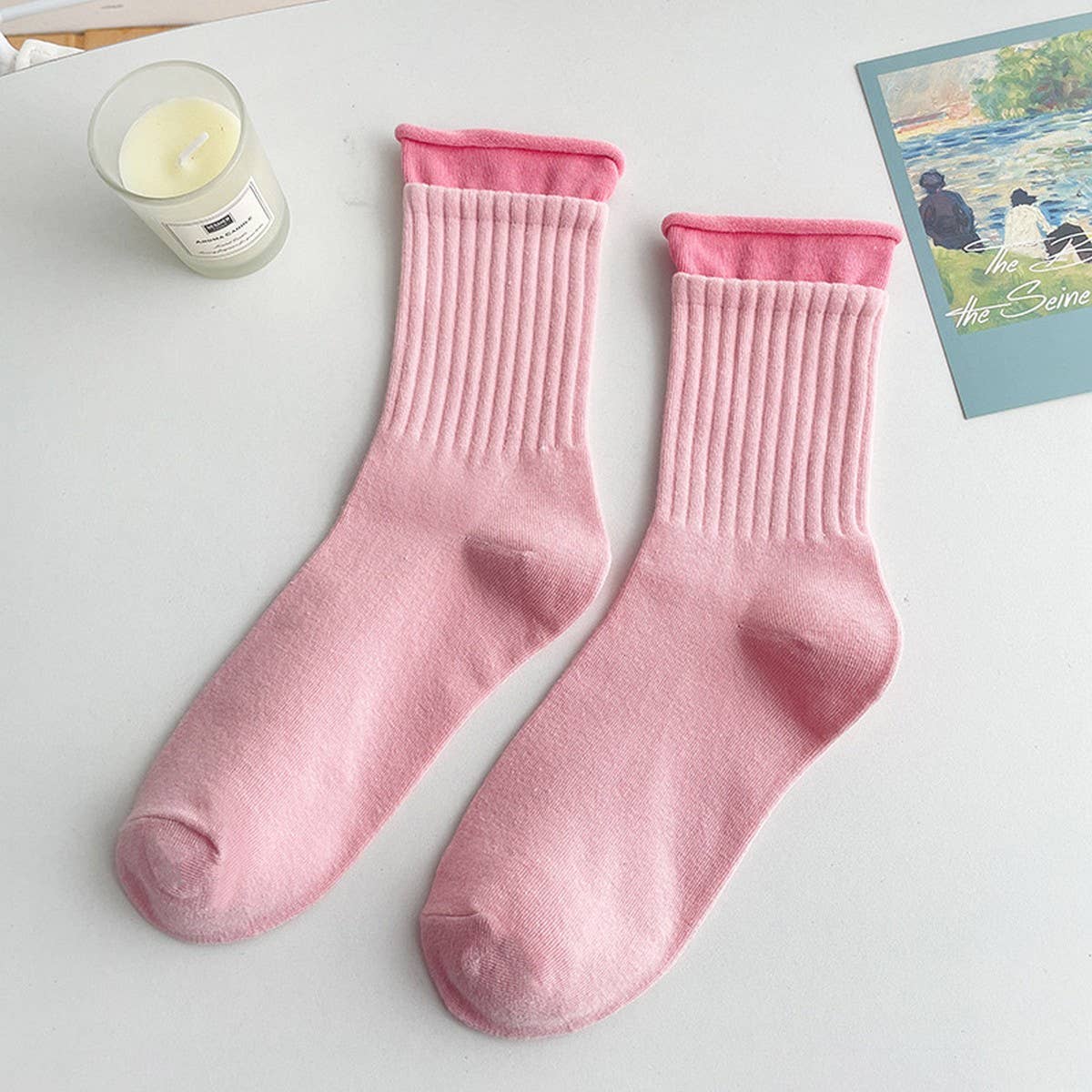 WOMEN PAIR BREATHABLE HEMMED SOCKS