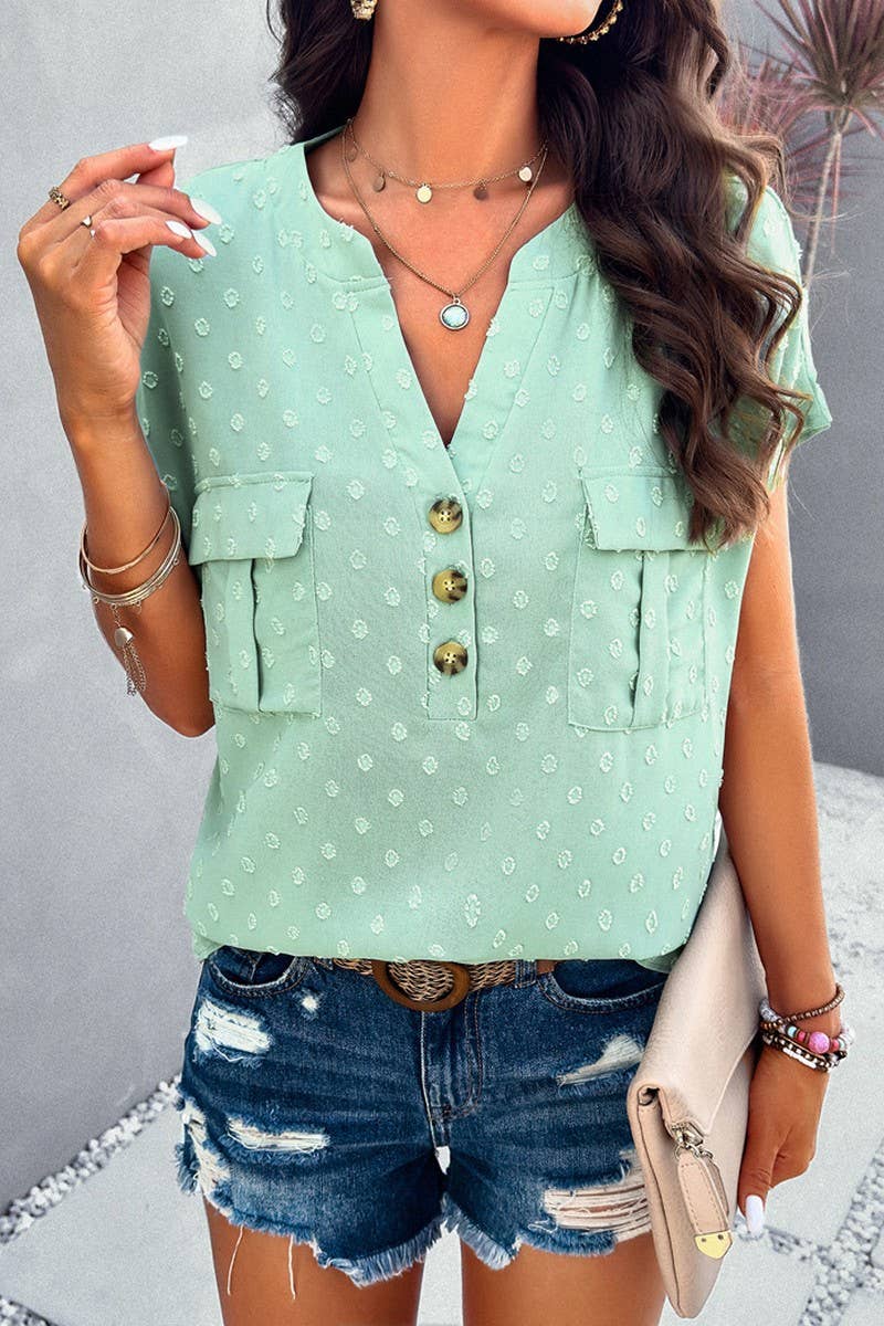 TEMPERAMENT LEISURE V NECK SHIRT_CWTSTS0171