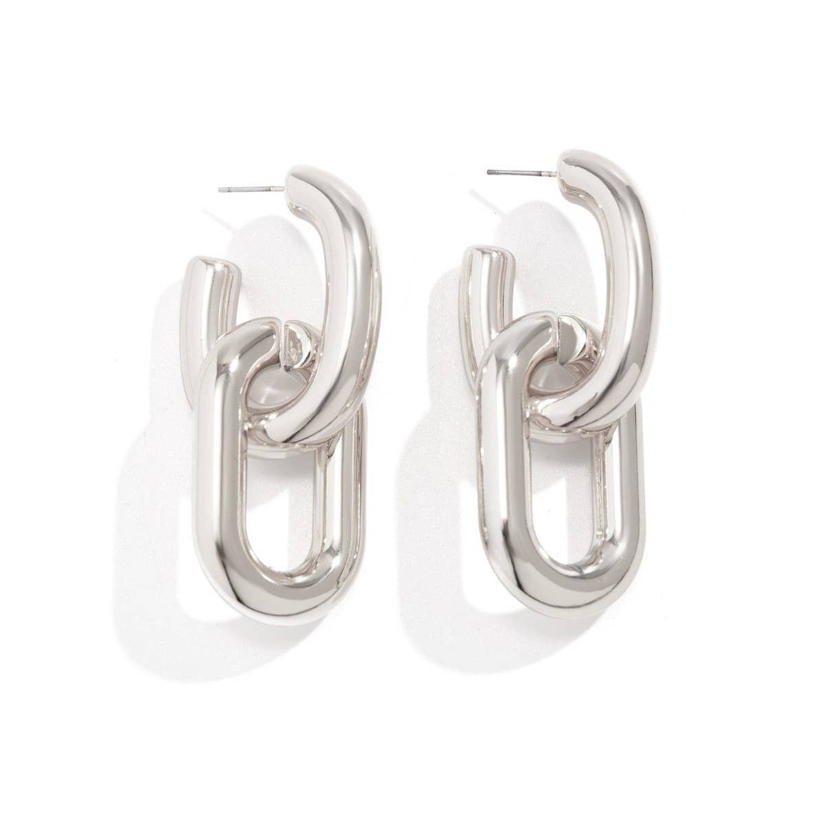 METAL WIND CIRCULAR RING THICK CHAIN EARRINGS