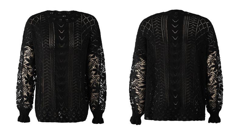 LACE LACE PATCHWORK SWEATER CUTOUT SWEATER